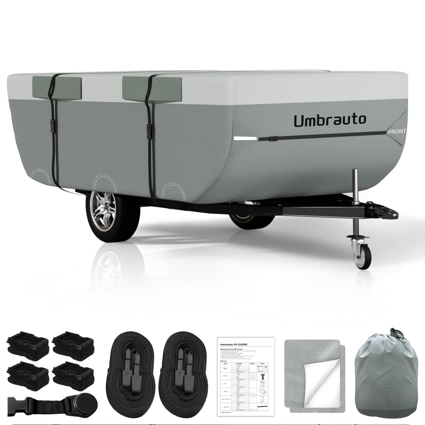 Umbrauto Class C RV Cover Fits 29-32’, Class C Motorhome Camper Cover, Heavy Duty 7 Layers Top Windproof Breathable RV Cover with 3Pcs Extra Straps, Adhesive Repair Patches, 6 Gutter Covers