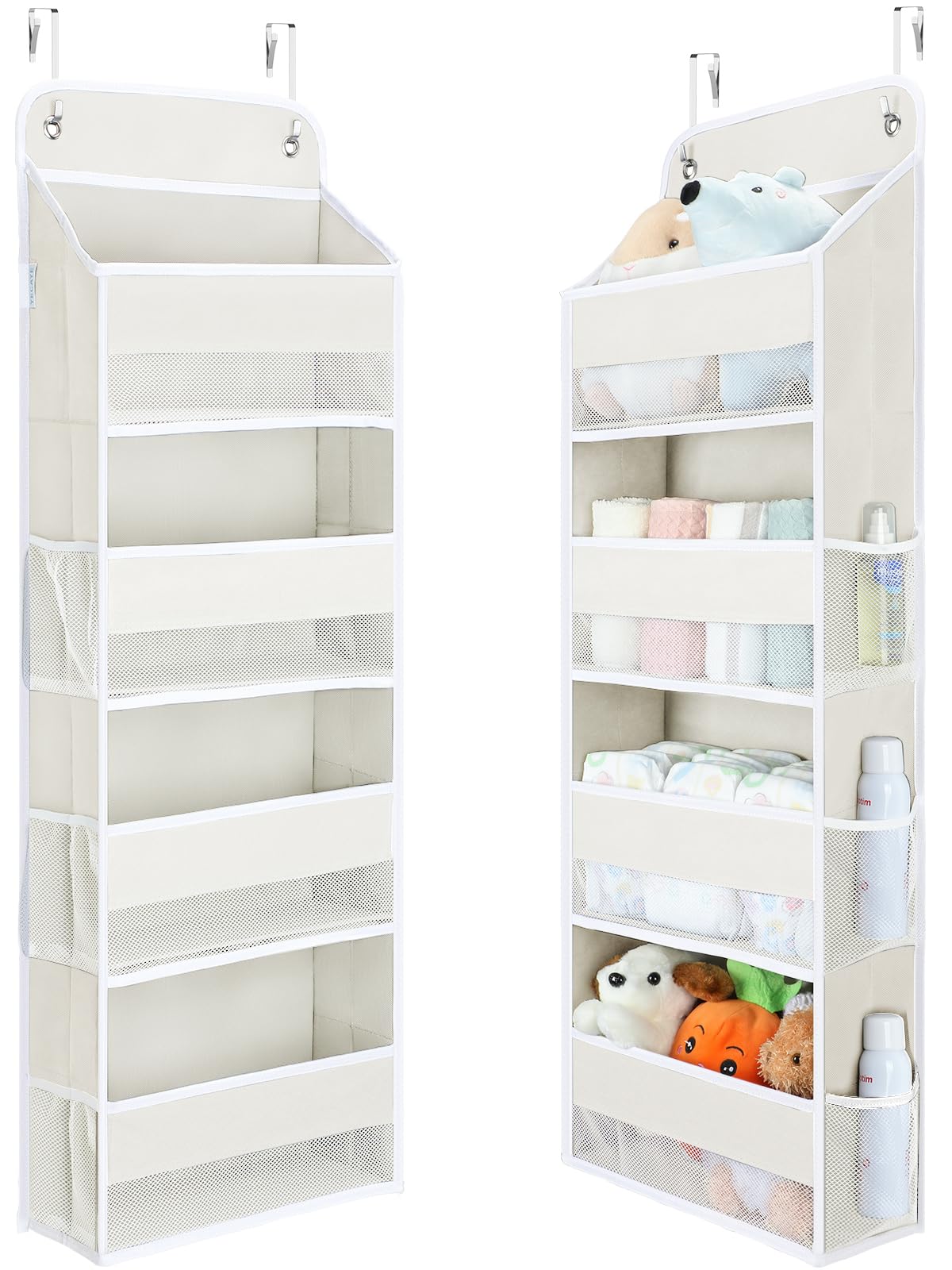 Yecaye 1 Pack Over the Door Organizer, 35.2lbs Load Toy Stuffed Animal Storage, Swing-proof Hanging Bathroom Organizers and Storage for Nursery Newborn Baby Essential Stuff Dorm Room Essentials