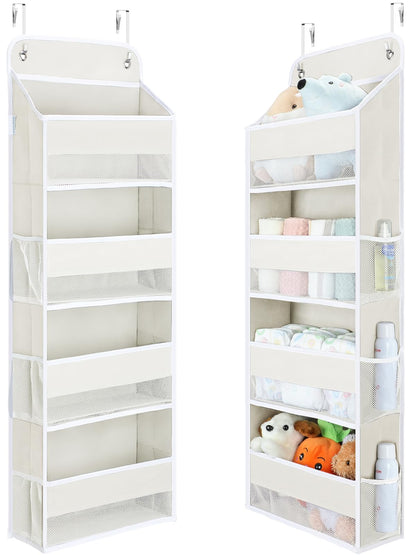 Yecaye 1 Pack Over the Door Organizer, 35.2lbs Load Toy Stuffed Animal Storage, Swing-proof Hanging Bathroom Organizers and Storage for Nursery Newborn Baby Essential Stuff Dorm Room Essentials