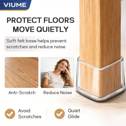 Chair Leg Floor Protectors 24PCS Furniture Sliders for Hardwood Floors, Silicone Chair Leg Protectors for Protecting Floors from Scratches and Noise, Clear-Universal Large