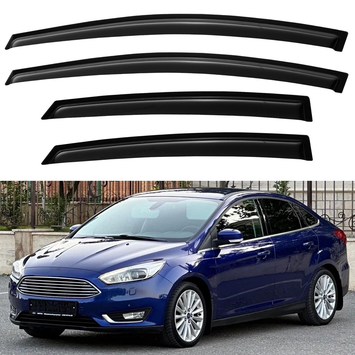 Window Visors Rain Guards for 2015-2026 Ford F150 SuperCrew & 2017-2026 F-150 Raptor F250 F350 F450 F550 Super Duty Crew Cab, Out-Channel Window Vent Deflectors Visors Shades Protectors