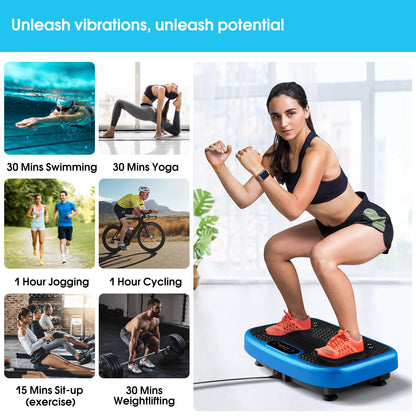 SoftGym Waver Vibration Plate Exercise Machine for Lymphatic Drainage Weight Loss,120 Speed Levels Vibrating Platform with Resistance Bands,Full-Body Workout Equipment for Muscle Activation