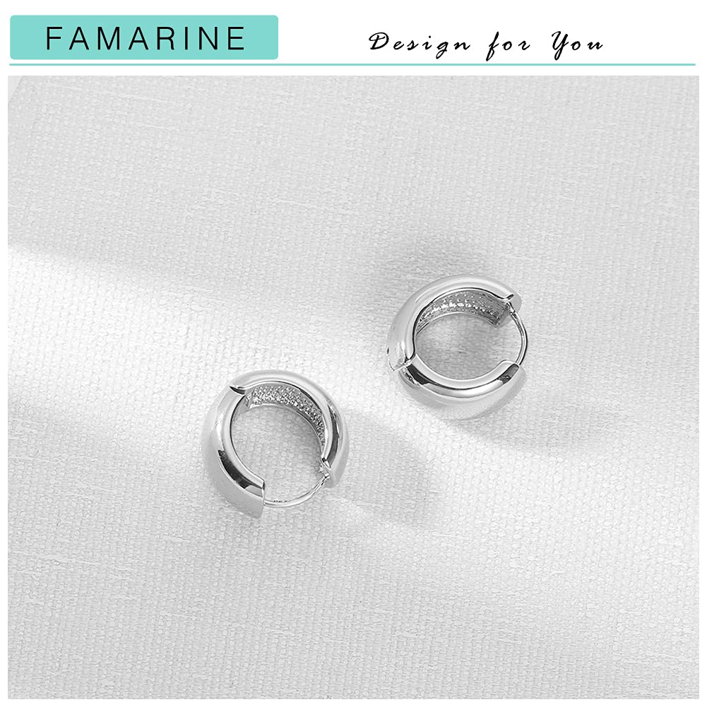 FAMARINE Gold Chunky Creolen für Damen, 0,8 Zoll Gold Creolen Huggie Ohrringe für Herren