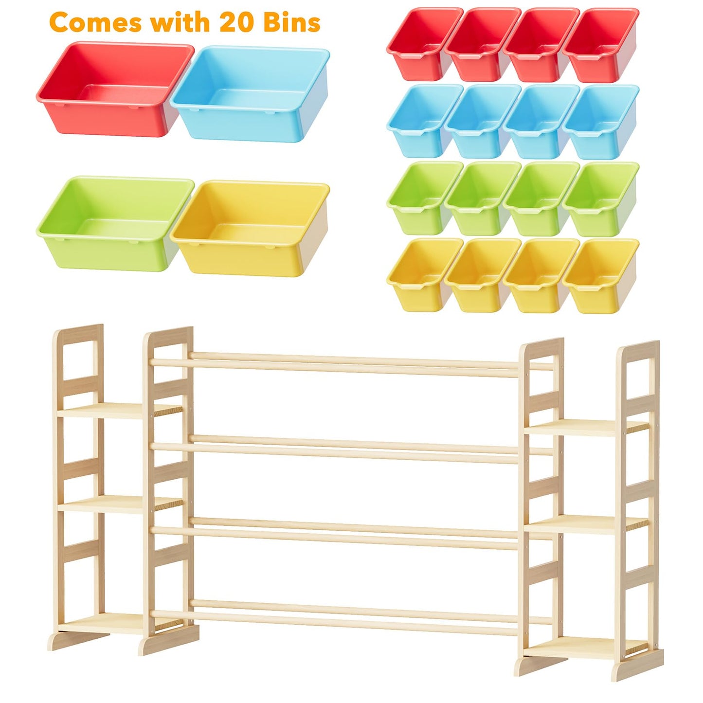 SpaceAid Toy Storage Organizer with 6 Shelves and 12 Bins, Bookshelf/Bookcase, Kids Bin Shelf, Toys Box for Playroom Organization for Bedroom & Room Decor, White, 52.3" W