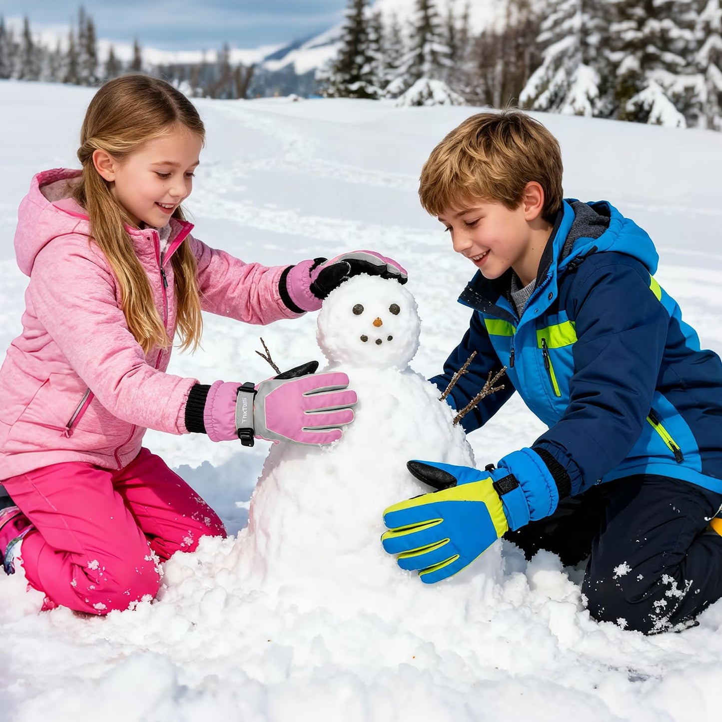 ThxToms Kinder Winterhandschuhe Wasserdichte Ski-Snowboardhandschuhe für Outdoor-Sportarten, Jungen und Mädchen Kaltwetter-Fahrradhandschuhe