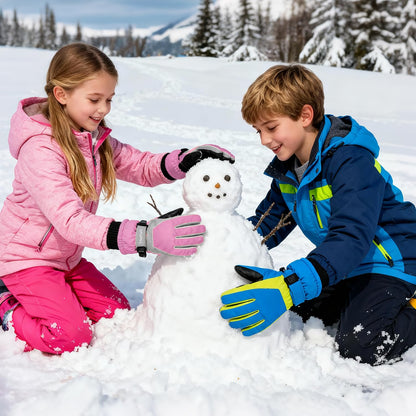 ThxToms Kinder Winterhandschuhe Wasserdichte Ski-Snowboardhandschuhe für Outdoor-Sportarten, Jungen und Mädchen Kaltwetter-Fahrradhandschuhe