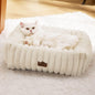 Bedsure ComfyFleece™ Cute Dog Bed for Small Medium Dogs - Washable Furry Puppy Beds, Rectangle Orthopedic Corduroy Fleece Pet Beds with Removable Zipper Cover, 25x21x7inches, Cream