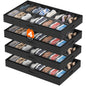 Lifewit Under Bed Shoe Storage Organizer 2 Pack(12 Shoes Cells), 4.3 Inches Profile Fabric Shoes Container Box with Clear Cover, Foldable Storage Bag with 2 Handles, Fits 12 to 24 Pairs