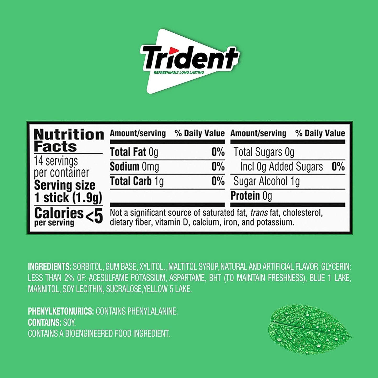 Trident Spearmint Sugar-Free Chewing Gum: A Refreshing Way to Keep Your Breath Fresh