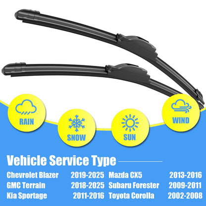 Gavimnal® 20"+20" Silicone Wiper Blades Replacement For Ford Explorer 2005-2010,F-150 1999-2007,All-Season Front Windshield Wiper Blades(Set of 2)