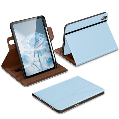 DTTO for iPad A16 Case, iPad 11th / 10th Generation Case (2025/2022), 360 Degree Rotating Premium Leather Folio Stand Cover with Pencil Holder, Brown