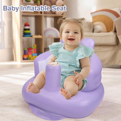 Aufblasbarer Babysitz, aufblasbarer Babystuhl für Babys ab 3 Monaten, aufblasbarer Sommerstuhl mit integrierter Luftpumpe, Baby-Bodensitz zum Sitzenlernen, Spielen, Campen, Orange
