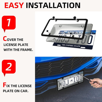 2er Pack Auto Getönte Nummernschildabdeckungen Rahmen Schild Combo - Unzerbrechliche Getönte Nummernschildabdeckung Passend für Alle Standard US-Kennzeichen, Blasen-Design Nummernschildhalter mit Schrauben & Kappen (Schwarz)