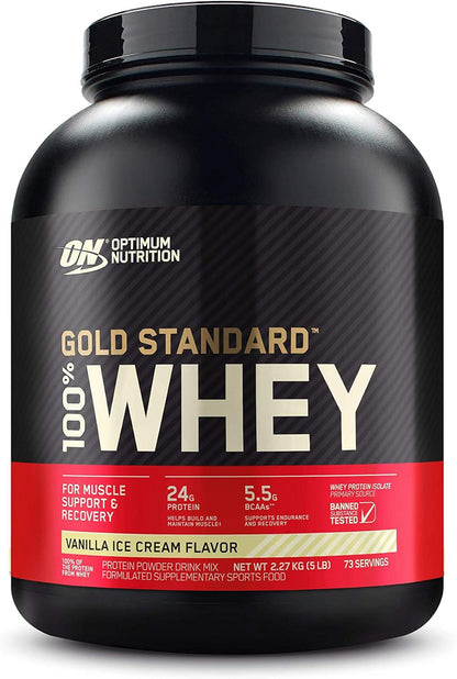 OPTIMUM NUTRITION Gold Standard 100% Whey Protein Powder, Double Rich Chocolate, 2.27kg - [packaging may vary]