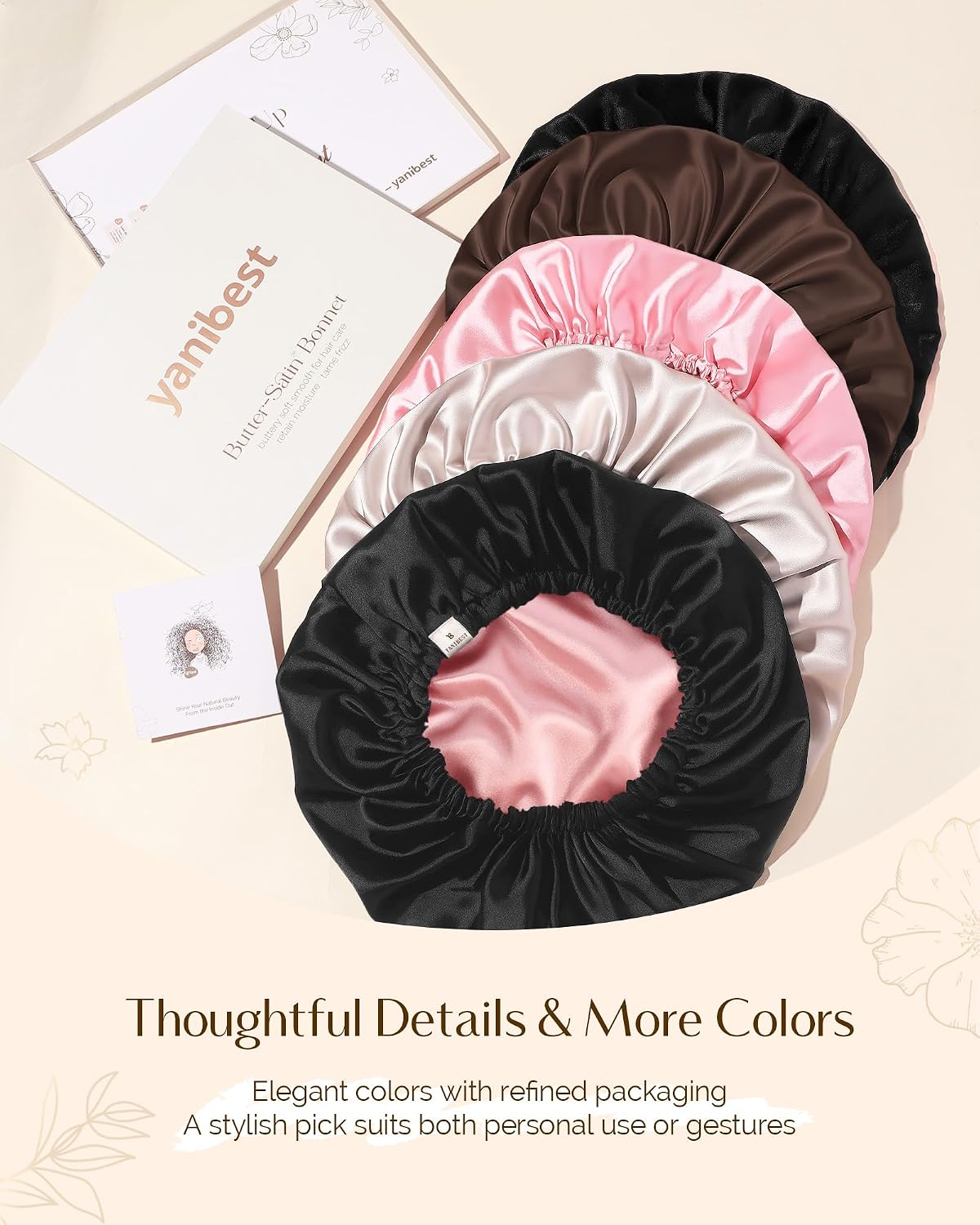 YANIBEST Silk Bonnet Satin Bonnet for Sleeping