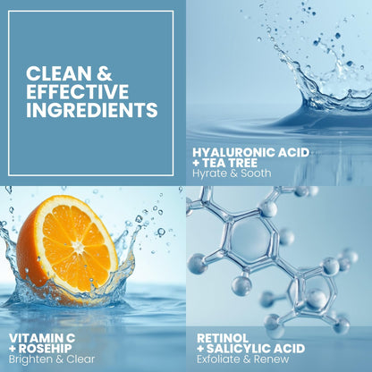 Eva Naturals Vitamin C Serum für das Gesicht – Anti-Aging Dark Spot Remover mit Retinol, Hyaluronsäure, Niacinamid & Salicylsäure – Gesichtsserum für Frauen für klare, glatte, strahlende Haut