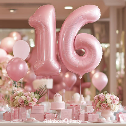 RainbowQ Party 1 Ballon Nummer 40 Zoll für Jungen oder Mädchen Groß Rosa 0-9 Folien-Mylar Großer 1 Zahlenballon Alles Gute zum 1. Geburtstag Party Jubiläumsdekorationen Zubehör