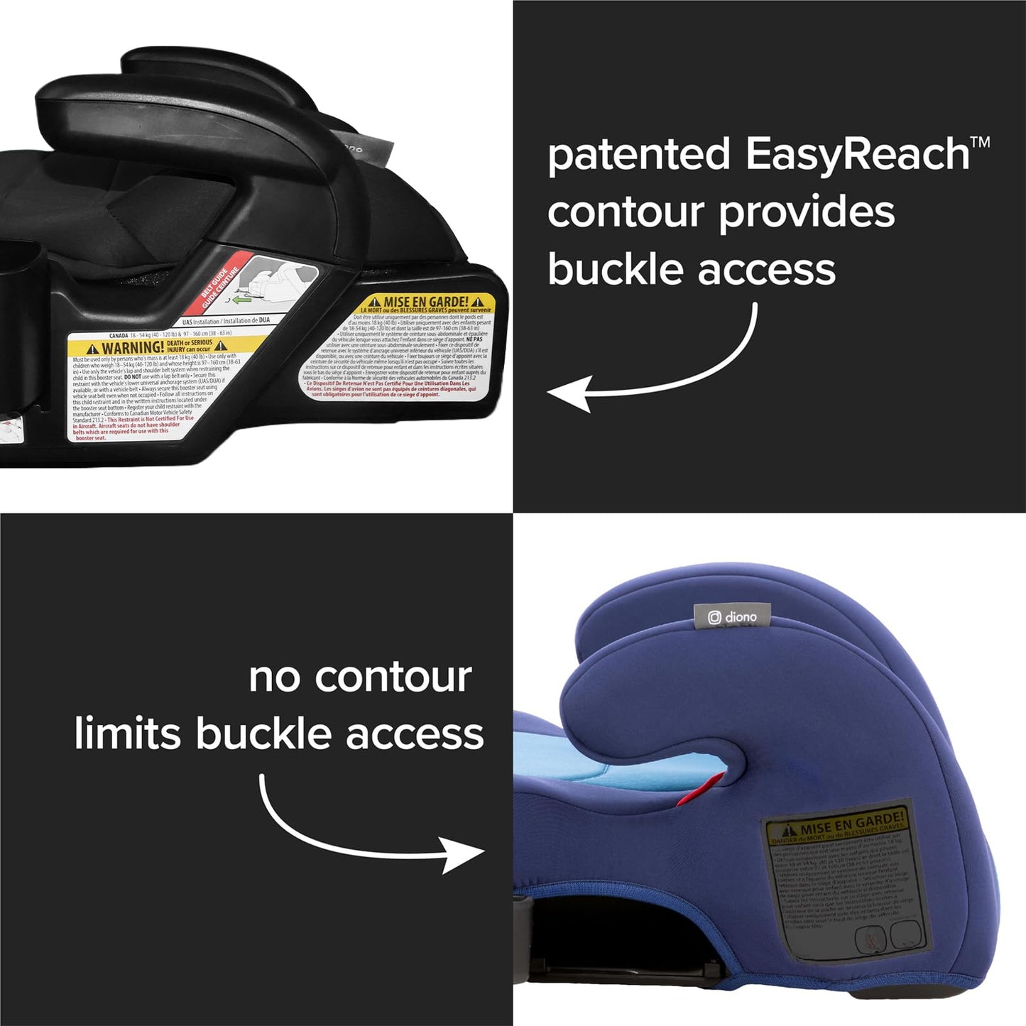 Diono Connect3 RXT Backless Booster, Slim Fit 3-Across in Many Mid-Sized Sedans and SUVs, for Children from 40-120 lbs., Lightweight with Latch connectors