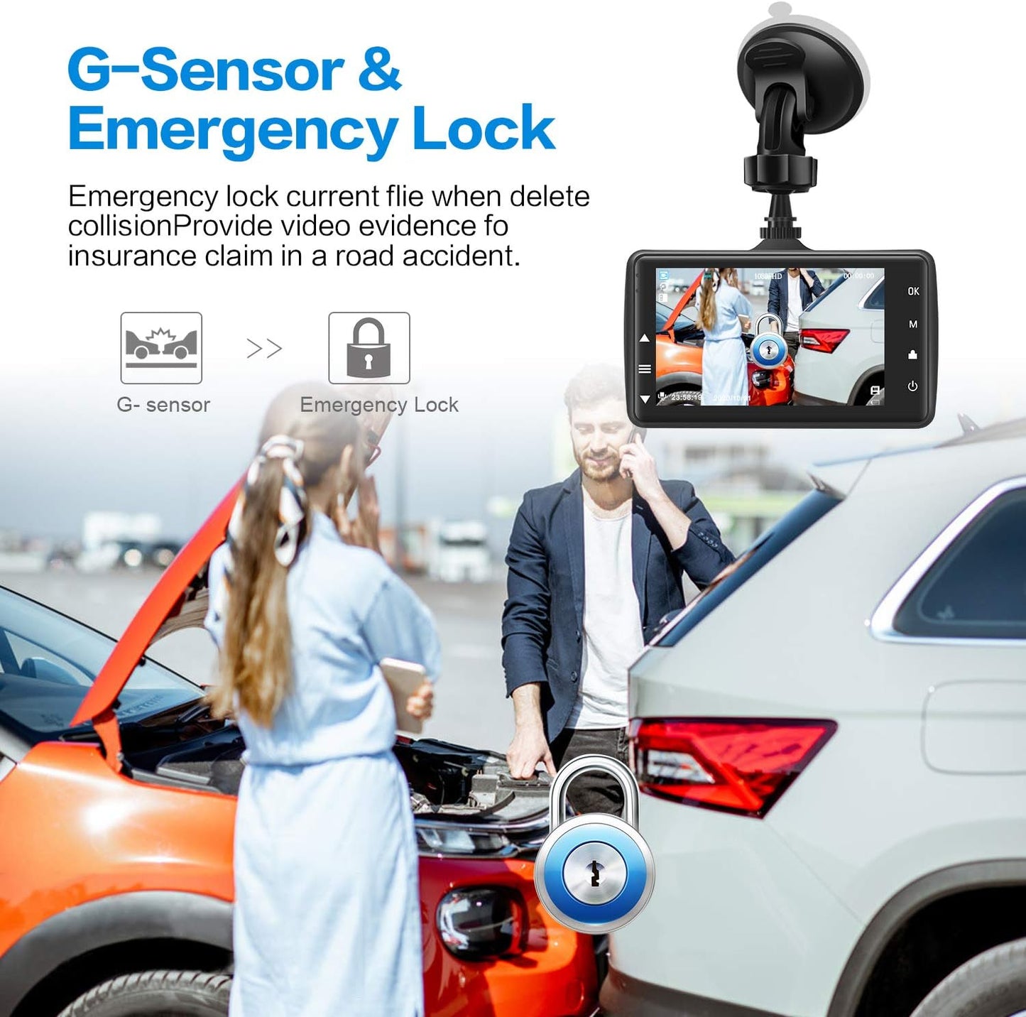 Dashcam Front mit 32G SD-Karte, BOOGIIO 1080P FHD Auto Armaturenbrett Kamera 3'' IPS-Bildschirm 170° Weitwinkel Aluminiumlegierungsgehäuse, WDR G-Sensor Parküberwachung Loop-Aufnahme Bewegungserkennung