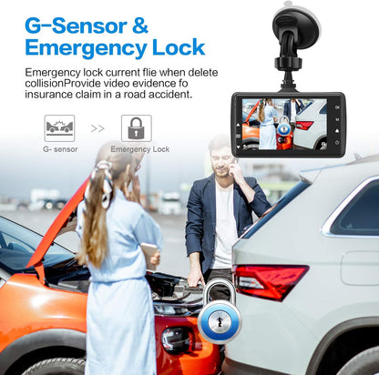 Dashcam Front mit 32G SD-Karte, BOOGIIO 1080P FHD Auto Armaturenbrett Kamera 3'' IPS-Bildschirm 170° Weitwinkel Aluminiumlegierungsgehäuse, WDR G-Sensor Parküberwachung Loop-Aufnahme Bewegungserkennung