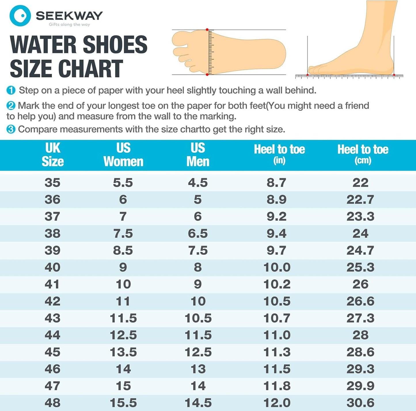 SEEKWAY Wasserschuhe Herren Damen Erwachsene Quick-Dry Badeschuhe Barfußschuhe für Strand Schwimmen Fluss Pool See Wandern Kajak Surfen