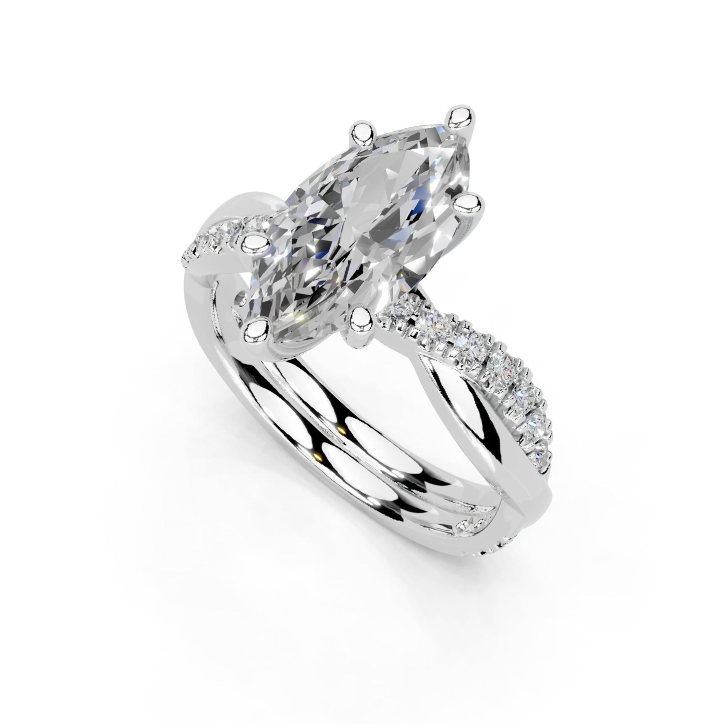 1-5 Carat 14K 18K Gold Platinum/Silver Marquise Cut 6 Prong Split Shank Lab Grown Diamond Ring Engagement Anniversary Wedding IGI Certified Promise Rings for Women (1-5 Ct, F-G Color, VS1-VS2 Clarity)
