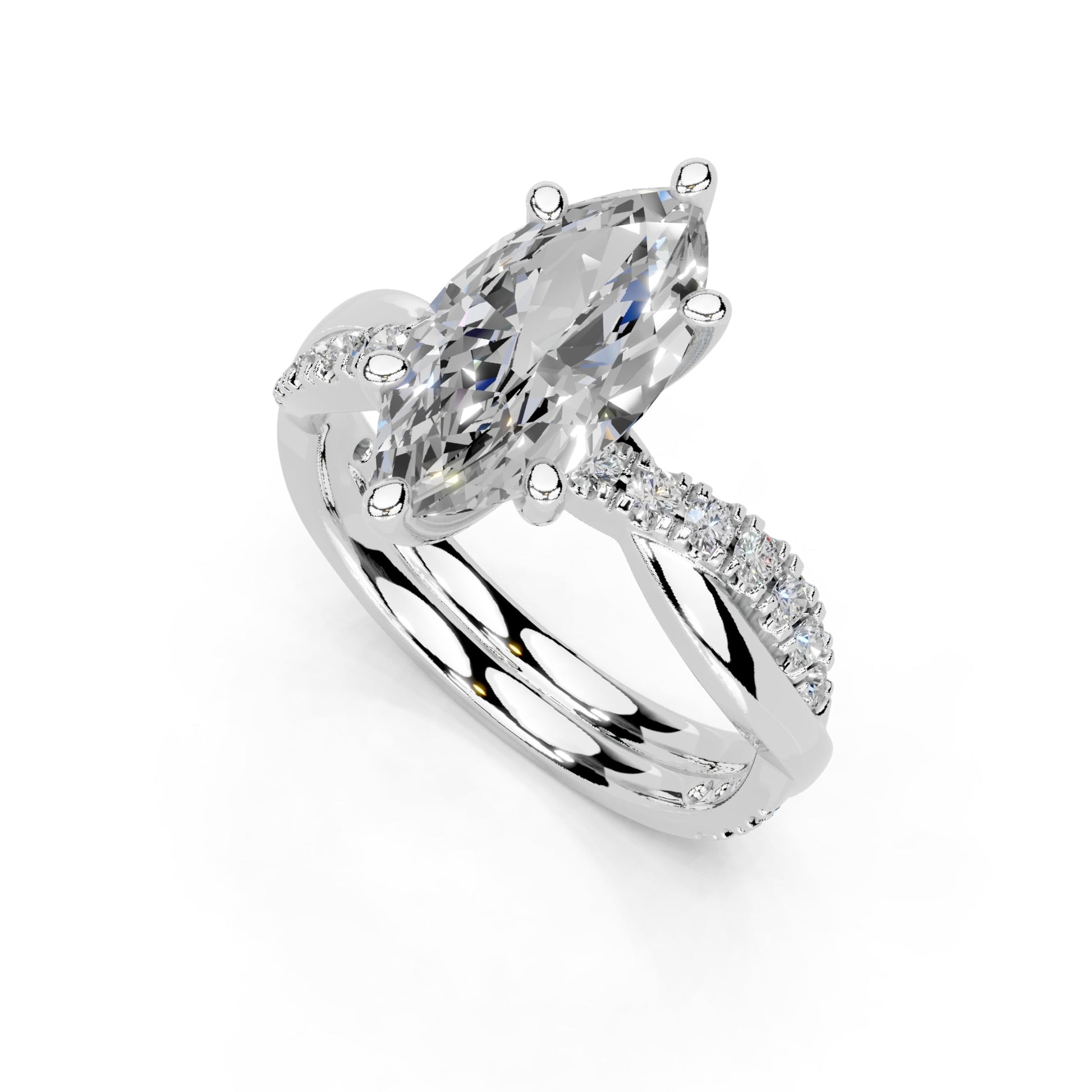 1-5 Carat 14K 18K Gold Platinum/Silver Marquise Cut 6 Prong Split Shank Lab Grown Diamond Ring Engagement Anniversary Wedding IGI Certified Promise Rings for Women (1-5 Ct, F-G Color, VS1-VS2 Clarity)