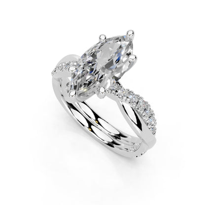 1-5 Carat 14K 18K Gold Platinum/Silver Marquise Cut 6 Prong Split Shank Lab Grown Diamond Ring Engagement Anniversary Wedding IGI Certified Promise Rings for Women (1-5 Ct, F-G Color, VS1-VS2 Clarity)