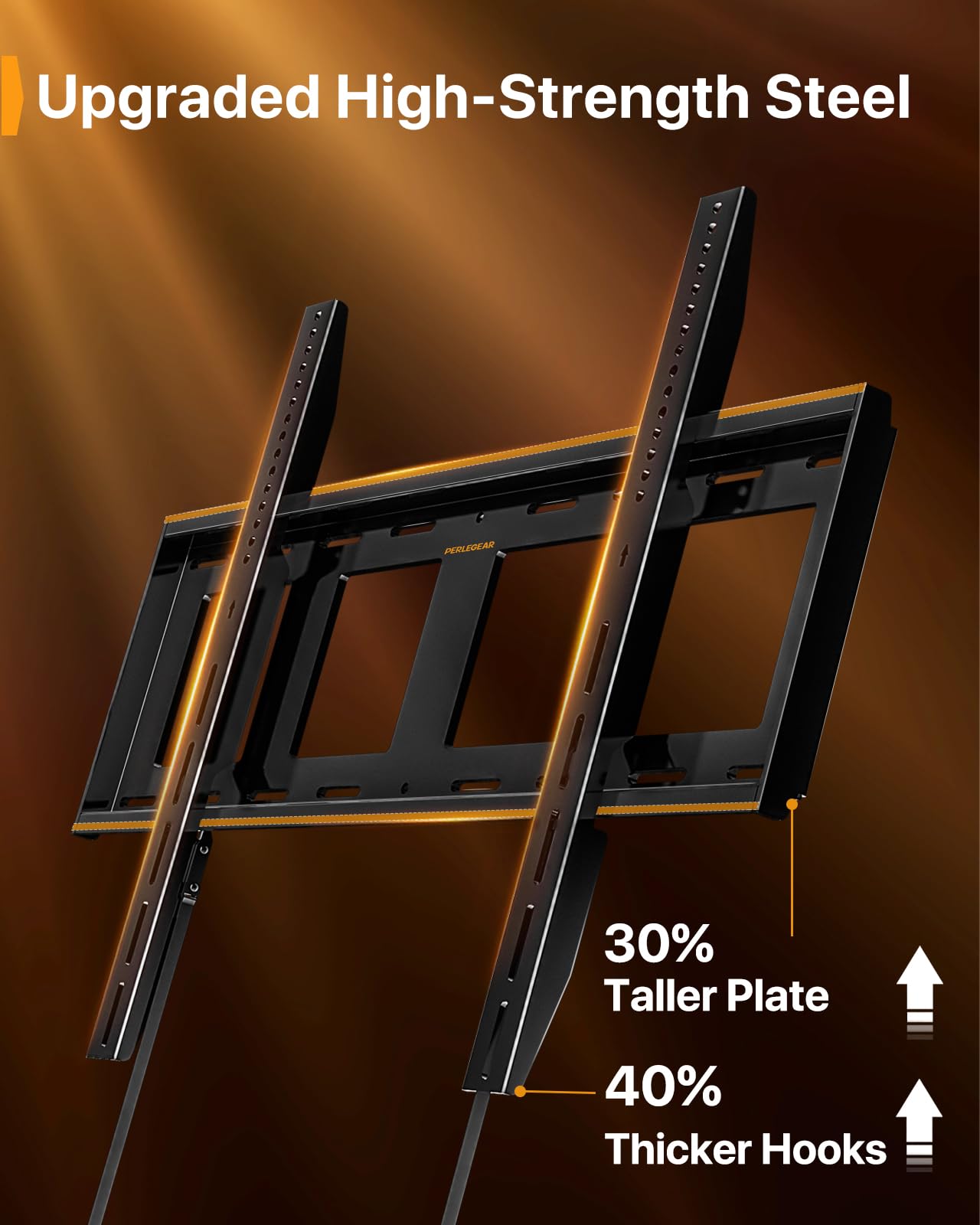 Perlegear Heavy Duty Fixed TV Wall Mount for 42"-115" TVs up to 225 lbs, Low Profile TV Mount Fits 16", 24", 32" Studs, One-Piece Bracket with Magnetic Pull Tabs, Max VESA 800x600mm