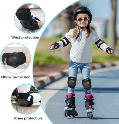 Kinder/Jugend Knieschoner Ellenbogenschoner Protektoren Set für Inlineskates Rollschuhe Radfahren BMX Fahrrad Skateboard Inline-Skating Scooter Fahren Sport