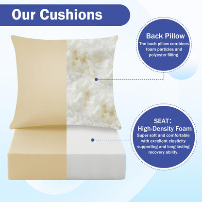IASEAHK Outdoor Chair Cushions, 24 x 24 Inch Outdoor Cushion for Patio Furniture, Patio Chair Cushion, Waterproof & Fade Resistant Deep Patio Furniture Cushions Set with Handle and Ties, Navy Blue