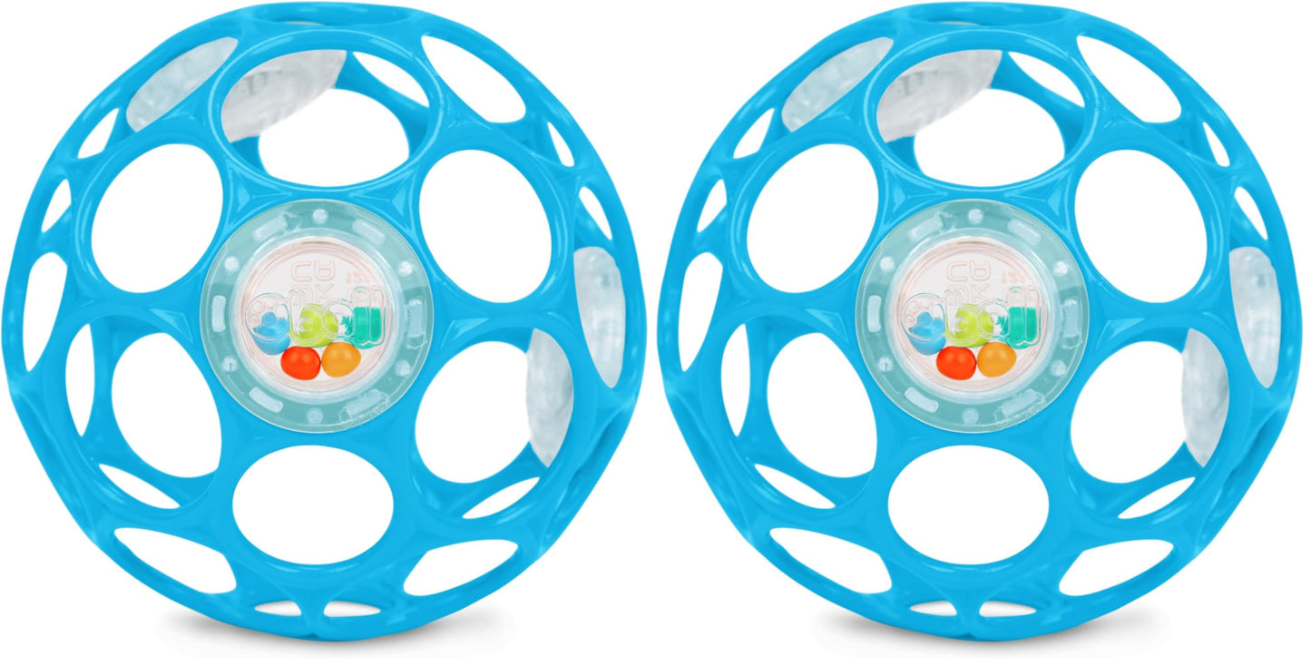 Bright Starts Oball Easy Grasp Classic Ball BPA-Free Infant Toy in Red, Yellow, Green, Blue, Age Newborn and up, 4 Inches