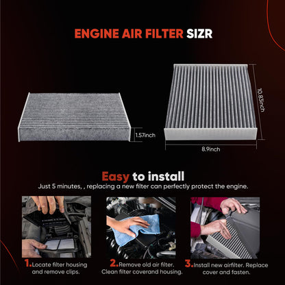 CA10262 Engine Air Filter Fit Ford Expedition/F150/F250/F350 (2007-2021) & Lincoln Navigator Replaces FA1883, 7C3Z9601A, A35642