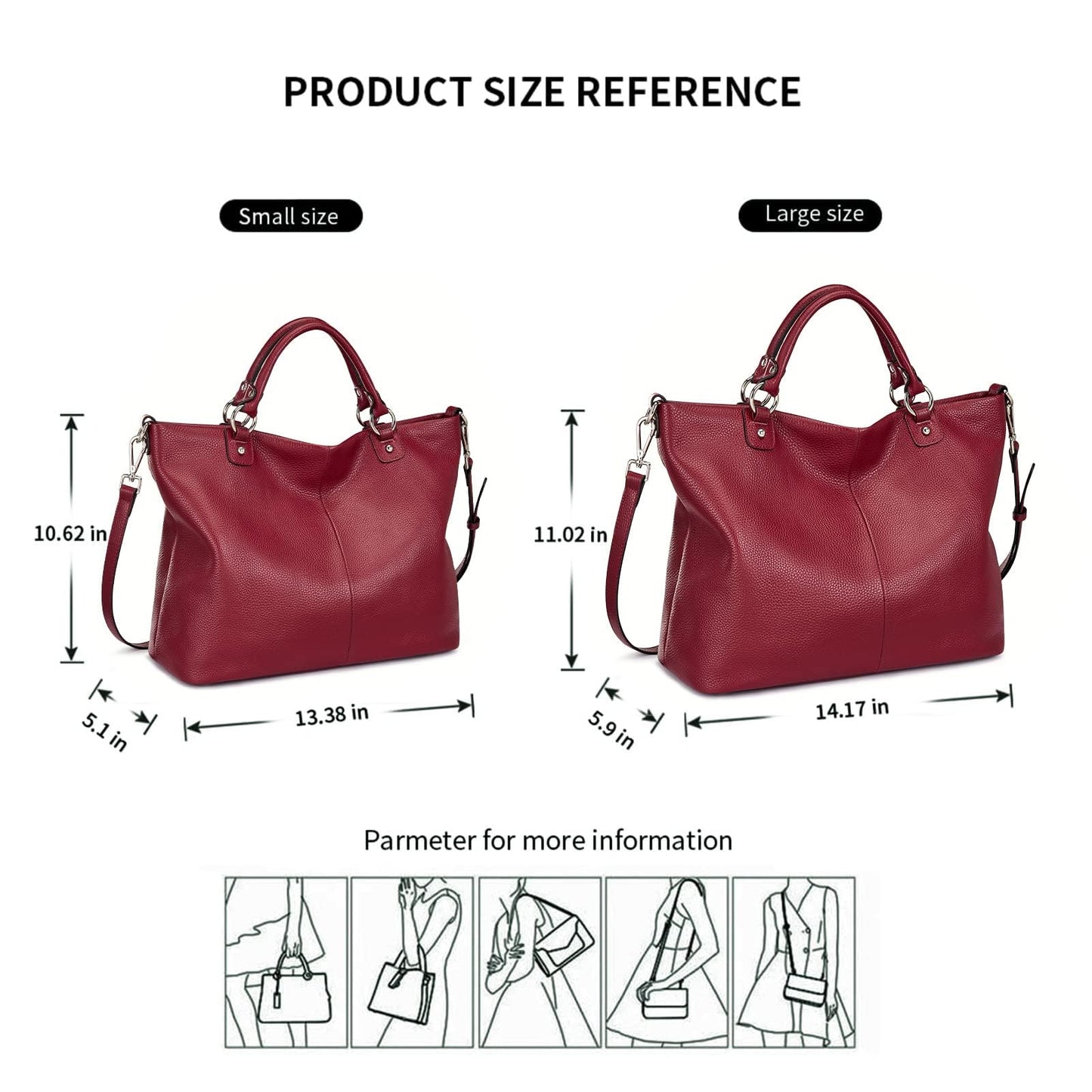 Kattee Damen Weiche Echtleder Tragetasche Schultertasche Handtasche