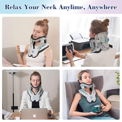ALPHAY Cervical Traction Device, Neck Stretcher for Cervical Pain Relief, Air Pump Neck Brace with 3 Power Traction and 8 Airbag Support, Neck Decompression and Neck Tension Relief
