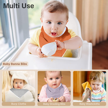 NISXABEBE Musselin-Baby-Lätzchen, 6er-Pack, Baby-Bandana-Spucktücher aus 100 % Baumwolle für Jungen und Mädchen, unifarbene Lätzchen für Spucken und Zahnen (Jungen)
