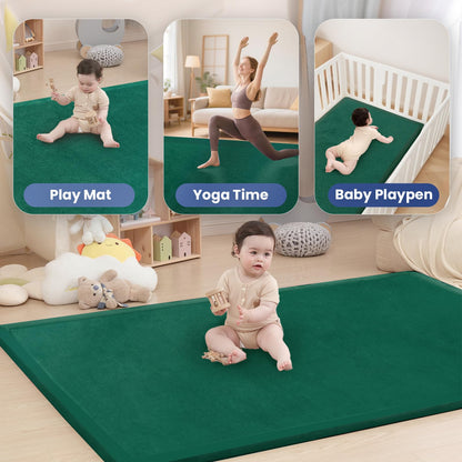 Huloo Sleep Ultra Soft Baby Spielmatte für den Boden, 3,3 cm dicke Elasti-Foam 127x127 cm Laufgittermatte für Kleinkinder, rutschfeste Rückseite, sicher zum Krabbeln und für die Bauchlage, Tatami-Stil (Dunkelgrau)
