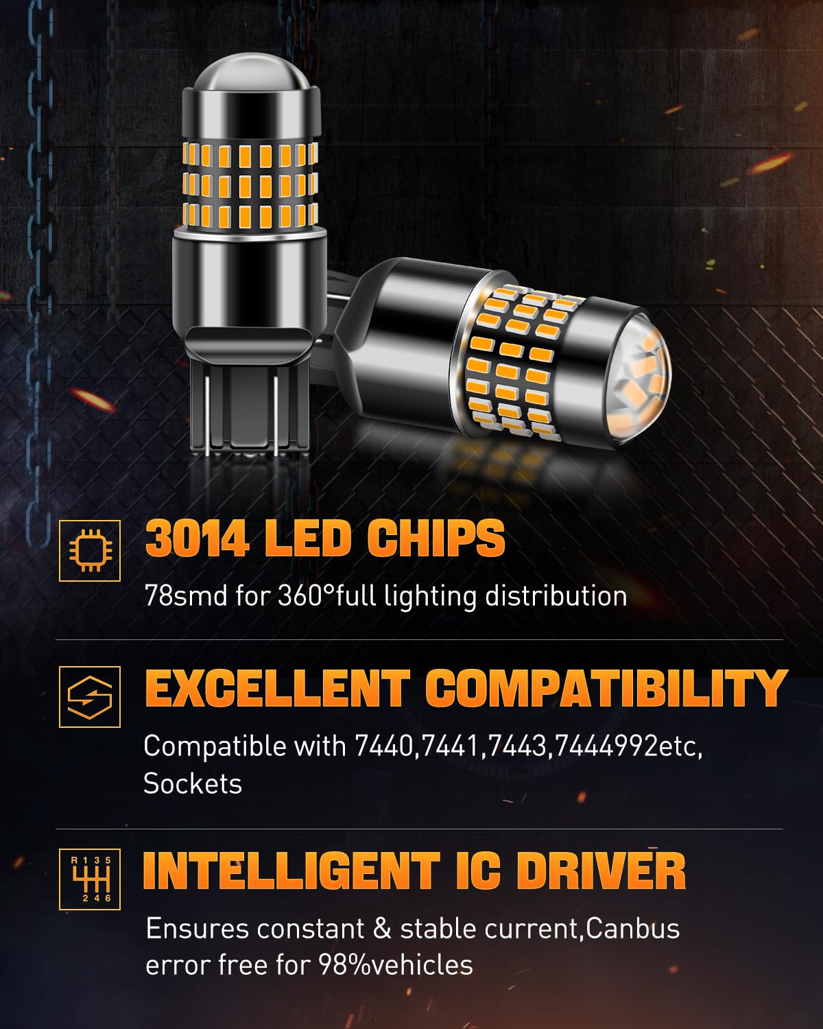 LUYED 3157 LED Bulbs Reverse Light Xenon White 1800 Lumens Super Bright 78 SMD 3056 3156 3057 4157 LED Bulbs,Used for Back Up Reverse Lights,Brake Lights,Tail Lights,Turn Signal Lights,Pack of 2