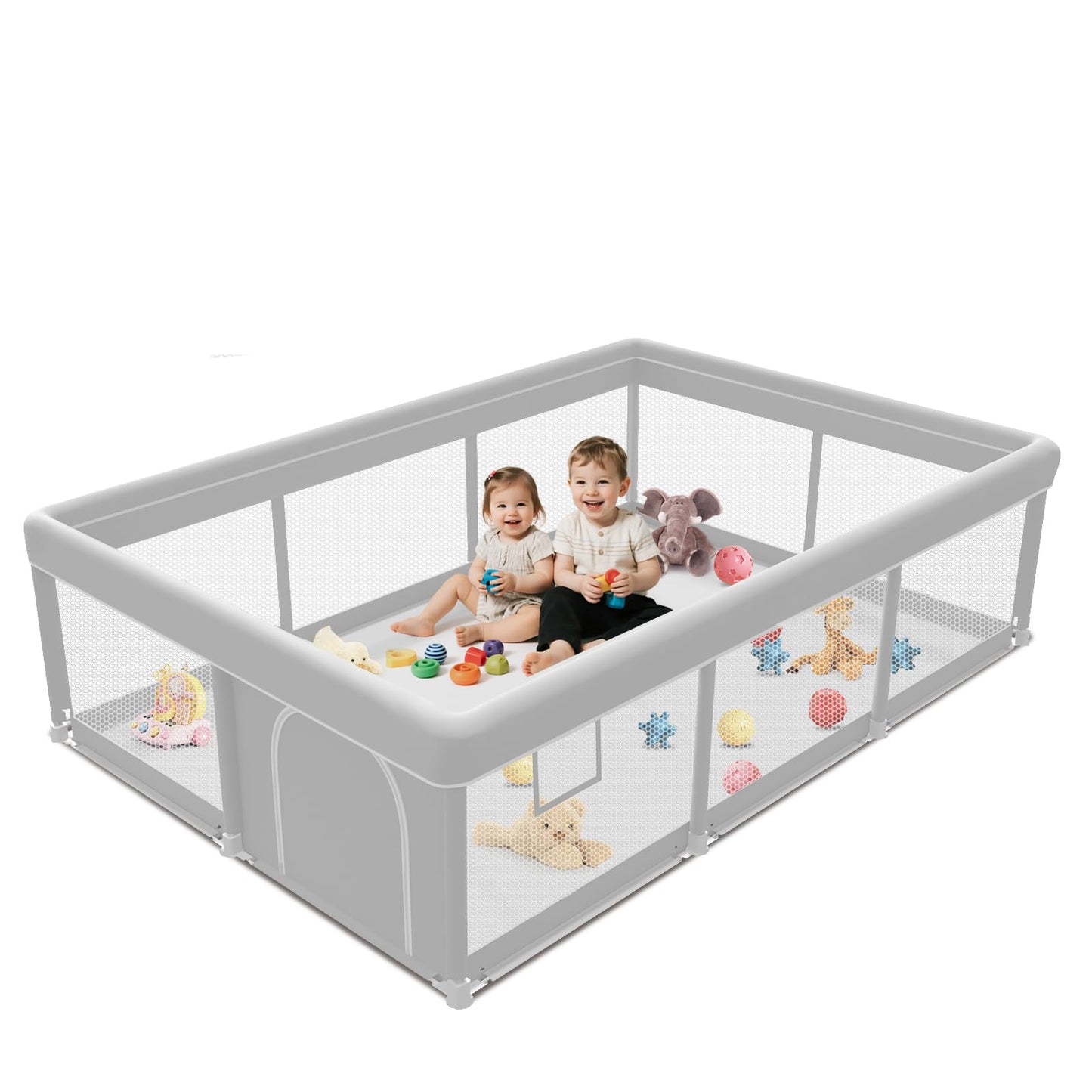 Baby Playpen with Mat 50x50 Inch, Playpen with Colorful Ball for Babies and Toddlers, Baby Play Pen Pin Indoor Play Fence (Mat and Ball Included)