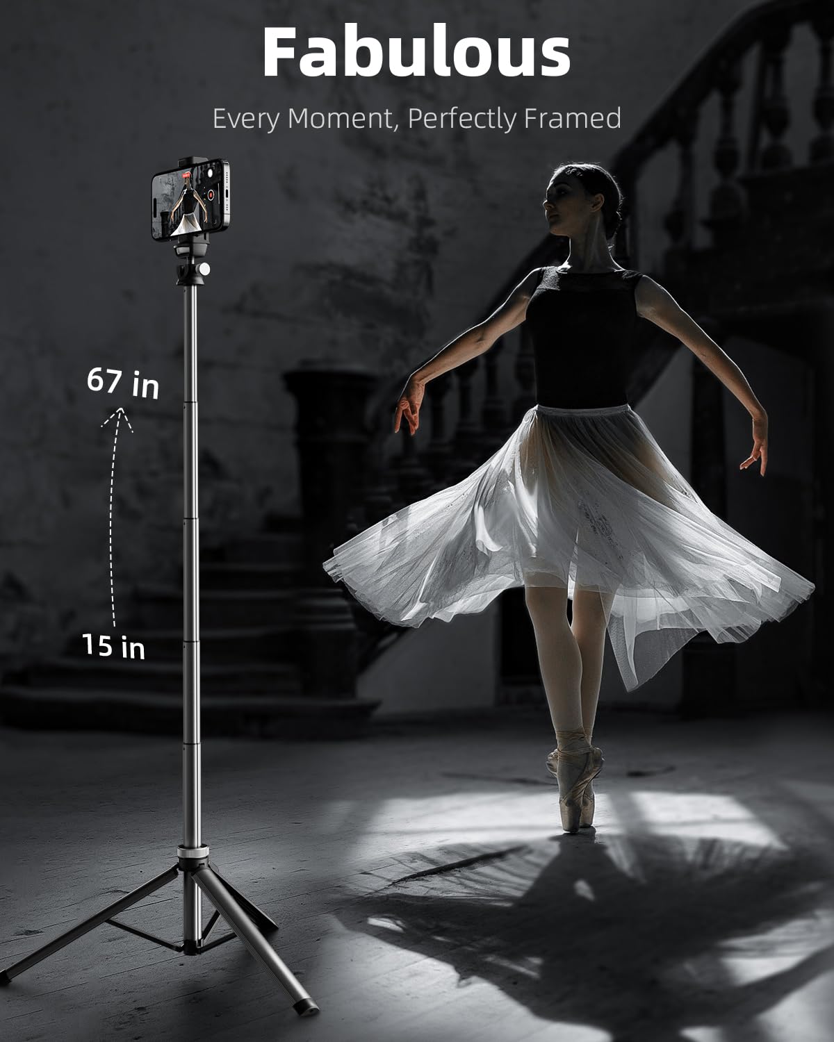 EUCOS 62" Handy-Stativ, Stativ für iPhone und Selfie-Stick mit Fernbedienung, ausziehbarer Handy-Ständer und ultimativer Handy-Halter, robustester Handy-Ständer, kompatibel mit iPhone/Android
