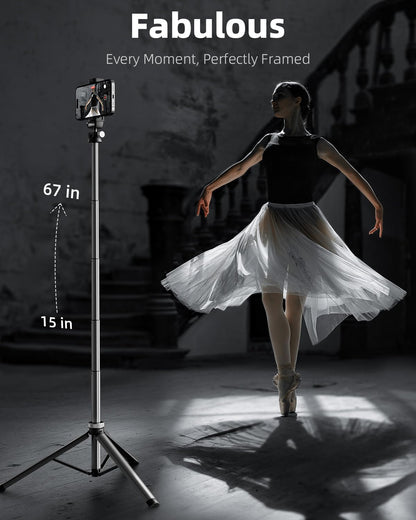 EUCOS 62" Handy-Stativ, Stativ für iPhone und Selfie-Stick mit Fernbedienung, ausziehbarer Handy-Ständer und ultimativer Handy-Halter, robustester Handy-Ständer, kompatibel mit iPhone/Android