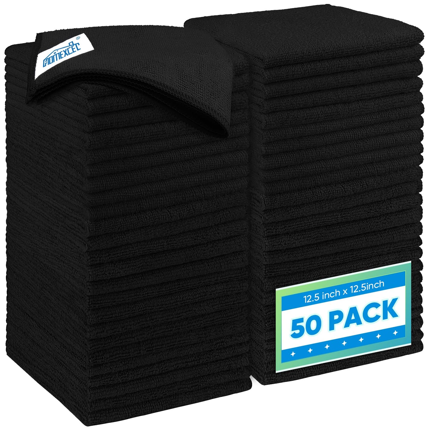 HOMEXCEL Microfiber Cleaning Cloth 12 Pack, 12.5 x 12.5 inch Microfiber Towels for Cars, Ultra Absorbent Car Washing Cloth, Lint Free Streak Free Cleaning Rags for Car, Kitchen, and Window (Grey)