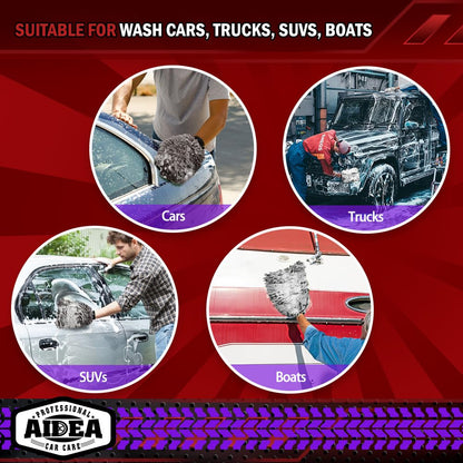 AIDEA Car Wash Mitt Microfiber, 2PK Scratch Free Lint-Free, Premium Chenille Microfiber Mitt Car Wash Brush, Green, Regular Size 7.12''X10.14''