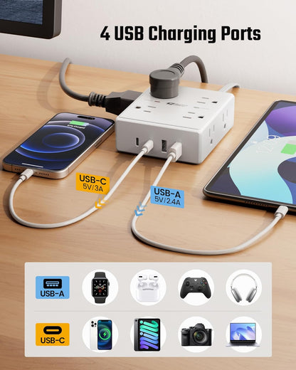 10Ft Extension Cord with Multiple Outlets: A Game-Changer for Home Offices and Dorm Rooms