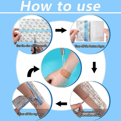 Tattoo-Nachsorgeverband – Wasserdichtes Pflaster zum Hautschutz – „Zweite Haut“ Verband zur Wundheilung – Transparente Tattoo-Folie – Sterile und sichere Klarsicht-Verbandsrolle für Tattoo-Zubehör