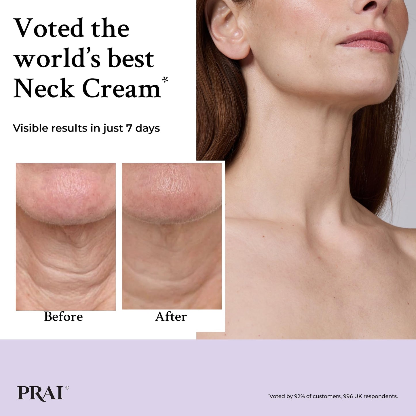 PRAI Ageless Throat & Decolletage Creme 118ml - Anti-Ageing, Collagen Boosting Skincare Cream - Tightens & Firms Skin, Reduces Wrinkles - Luxury Neck Moisturiser With Hyaluronic Acid - 7 Day Results