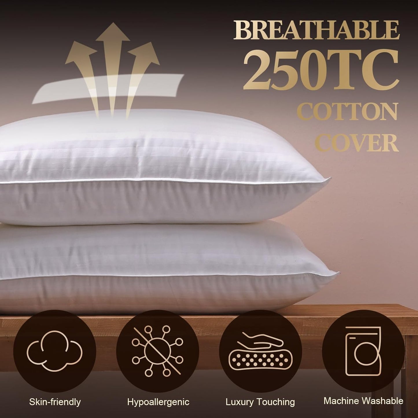 SHERWOOD Kopfkissen Queen Size 2er-Pack Hotelkissen mit Baumwollbezug und Daunenfaserfüllung Schlafkissen