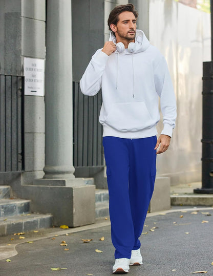 Deyeek Herren Cargo Jogginghose Open Bottom Baggy Leichte Cargo Sweatpants für Männer Locker sitzende Freizeithose mit Taschen