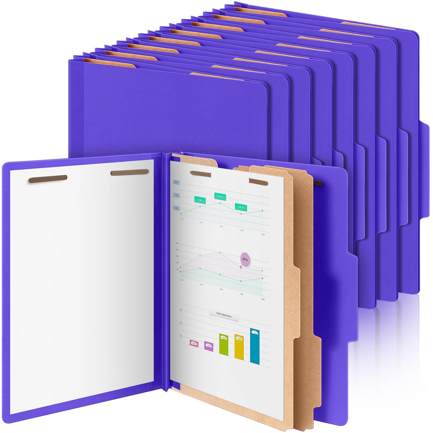 Skyygemm 24 Pcs Classification Folders Letter Size Bulk - 2 Dividers Pressboard File Folder with 3. 5 Inch Expansion, 2 Prongs Fastener, Heavy Duty Office File Organizer for Teacher Medical (Yellow)