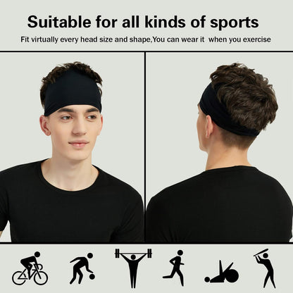 Sport Stirnbänder für Herren (5er Pack), Feuchtigkeitsableitendes Workout-Stirnband, Schweißband Stirnbänder zum Laufen, Radfahren, Fußball, Yoga, Haarband für Damen und Herren